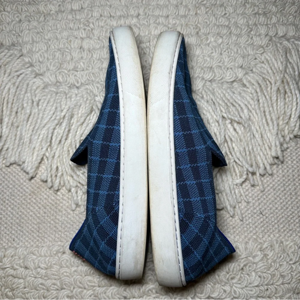 ROTHY'S blue plaid The Sneaker slip on sneakers 10.5 RETIRED